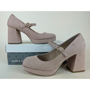 Sun Stone Vaneciaa Mary Jane Pumps Womens 9.5 Rose Pink Platform Heels Shoes NWB